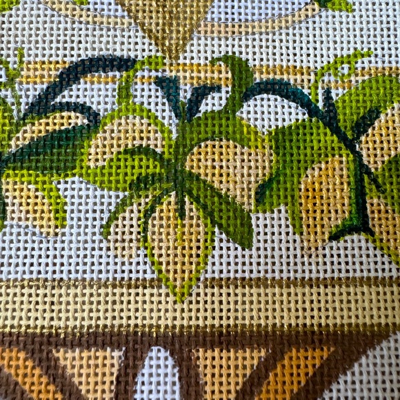 Hand-Painted “Flowers/Ivy” Needlepoint Canvas - Picture 2 of 10